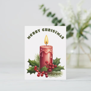 Bougie Allumée - Carte de Noël
