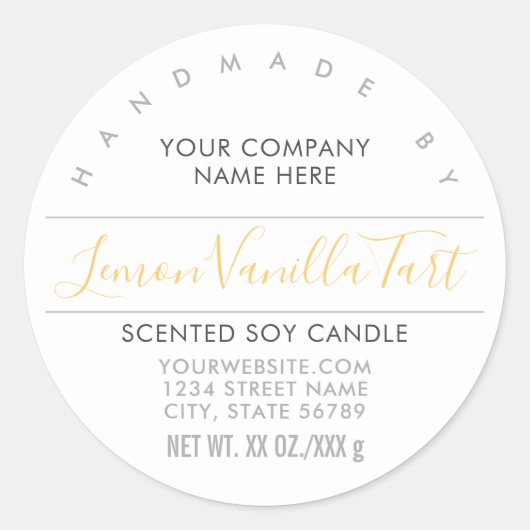 Bougie artisanale ou savon Citron Citrus Étiquette (Devant)