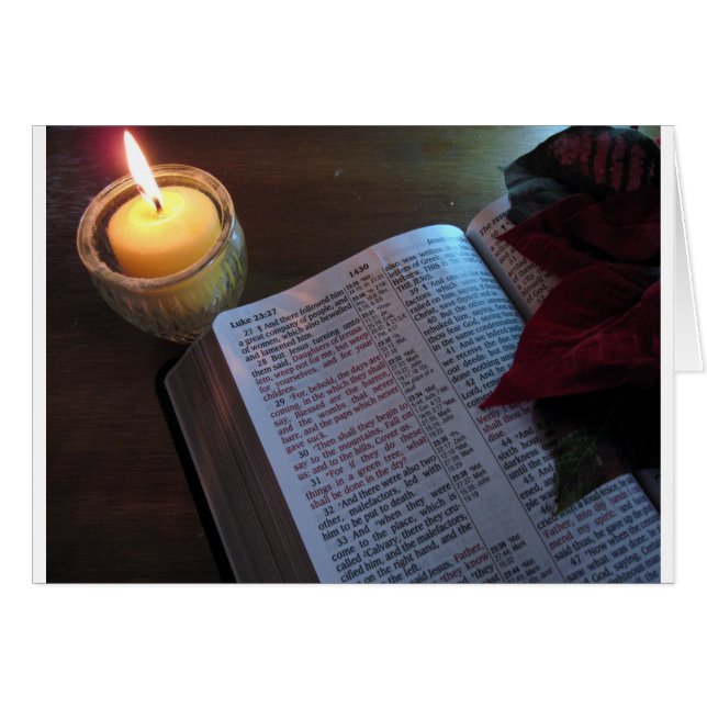 Bougie, Bible et Poinsetta (Devant horizontal)
