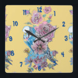 Bougie bleue Aquarelle Femme jaune Horloge de bure<br><div class="desc">Bougie bleue Aquarelle Yellow Femme's Office Horloge. Conçu à partir de mon aquarelle originale.</div>