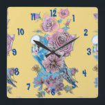 Bougie bleue Aquarelle Femme jaune Horloge de bure<br><div class="desc">Bougie bleue Aquarelle Yellow Femme's Office Horloge. Conçu à partir de mon aquarelle originale.</div>