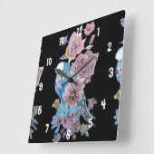 Bougie bleue Aquarelle femme noire horloge bureau (Angle)