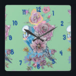 Bougie bleue Aquarelle Vert Femme Horloge de burea<br><div class="desc">Bougie bleue Aquarelle Verte horloge de bureau femme. Conçu à partir de mon aquarelle originale.</div>