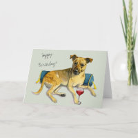 Bougie Brindle Hond Genieten van Wijn | Gelukkige
