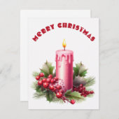 Bougie brûlante - Carte de Noël (Devant / Derrière)