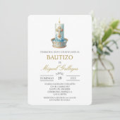 Bougie chrétienne Invitation de baptême espagnol (Debout devant)