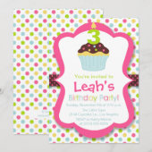 Bougie Cupcake Cute Invitation de fête d'anniversa (Devant / Derrière)