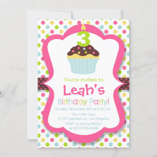 Bougie Cupcake Cute Invitation de fête d'anniversa