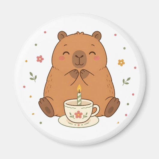 Bougie d'anniversaire de capybara mignon Magnet de (Devant)