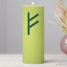 Bougie d'argent avec la rune Fehu