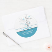 bougie de bambou et d'oiseaux bleus étiquette pers (Enveloppe)