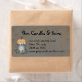 Bougie de campagne primitive avec Étiquette Berrie (En situation)