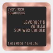 bougie de luxe moderne étiquette noir rose or carr (Devant)