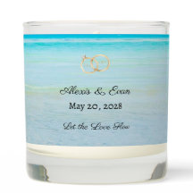 BOUGIE DE MARIAGE PERSONNALISÉE PARFUMÉE DE PLAGE