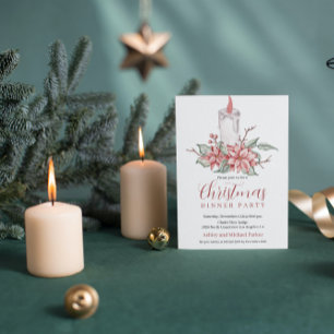 Bougie de Noël aquarelle Invitation
