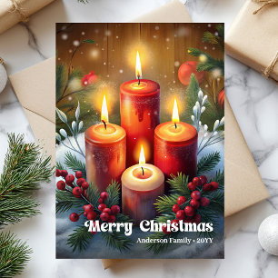 Bougie de Noël fantaisiste carte de couronne de pi
