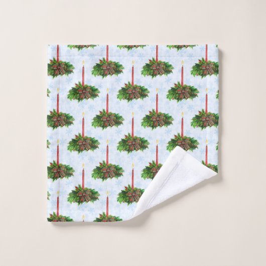 Bougie de Noël Joyeuse aquarelle (Gant de toilette)