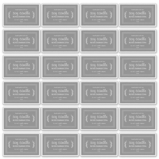 Bougie de soja maison rustique Étiquettes 24x gris (Devant)