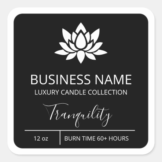 Bougie de Soja Noir Lotus Professionnel Étiquettes (Devant)