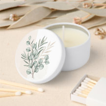 Bougie élégante de mariage à l'eucalyptus aquarell