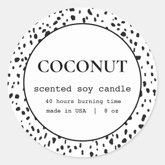 Bougie Étiquette Dalmatien Motif Design (Devant)