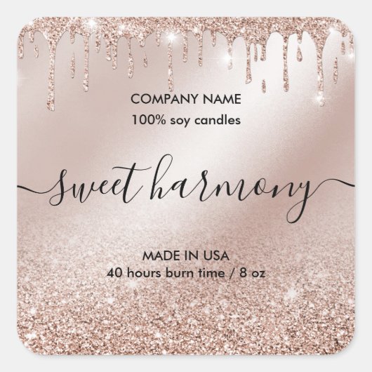 Bougie étiquette produit étiquette rose or pot éti (Devant)