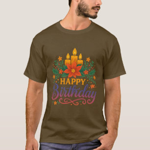 Bougie Joyeux Anniversaire T-Shirt de Base Foncé