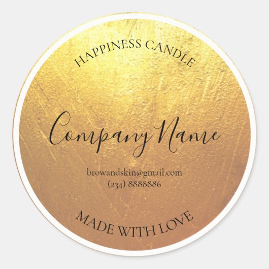 Bougie maison personnalisée Étiquette OR (Devant)