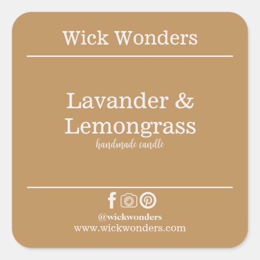 Bougie minimaliste Gold Boho faisant Étiquette (Devant)