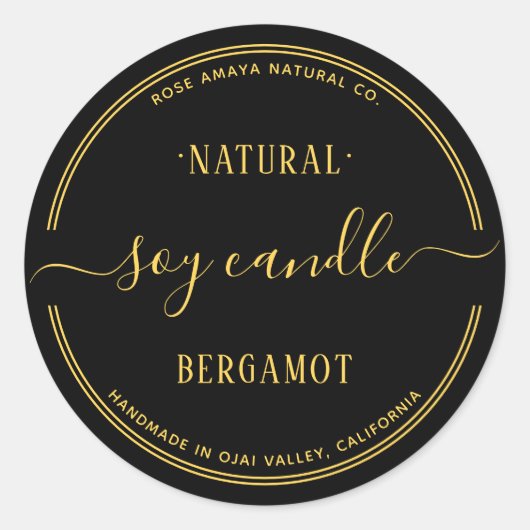 Bougie Noir et Or moderne Spa de beauté Étiquette (Devant)