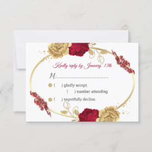 bougie & or fleurs & or feuilles d'or carte RSVP