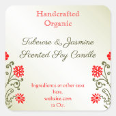 Bougie or rouge floral ou autocollants de produits (Devant)