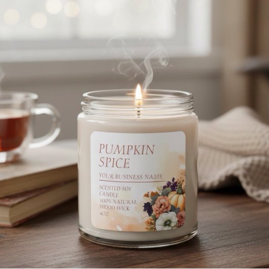 Bougie parfumée citrouille Étiquette d'aquarelle m