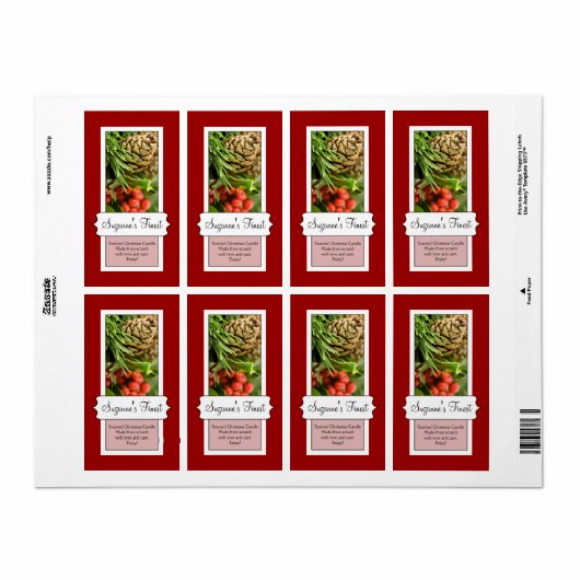 Bougie personnalisée ou Étiquette de Noël en pot d (Feuille entière)