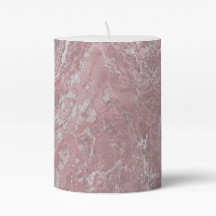 Bougie Pillar Style Marbre Rose