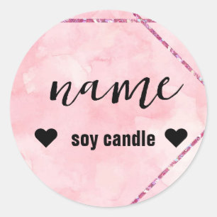 Bougie Rose Étiquette Autocollante