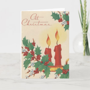 Bougie vintage Et Carte De Noël Holly
