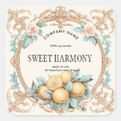 Bougie vintage rustique étiquette pot citron (Devant)