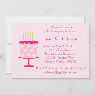 Bougies à gâteaux roses Invitation de fête d'anniv