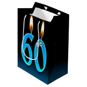 Bougies d'anniversaire 60 ans Sac cadeau moyen
