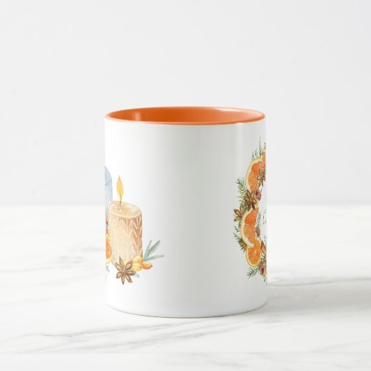 Bougies de couronne orange cannelle Mug de Noël (Centre)