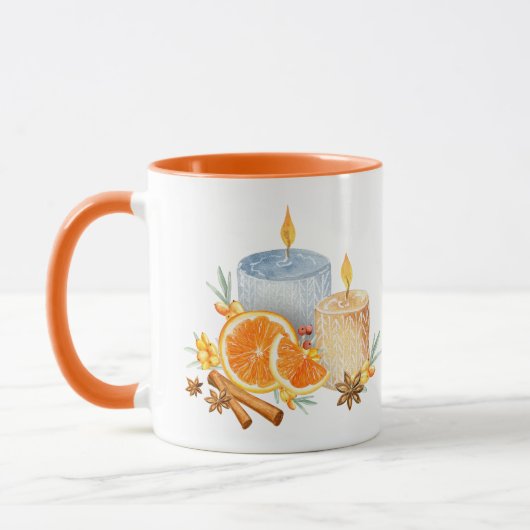 Bougies de couronne orange cannelle Mug de Noël (Gauche)