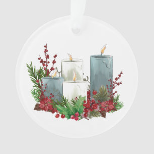 Bougies de Noël aux fleurs et baies