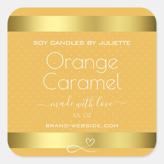 Bougies de soja Emballage Étiquette Gold Orange Ca (Devant)