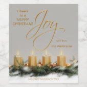 Bougies d'or Étiquette de vin de Noël personnalisé (Étiquettes simples)