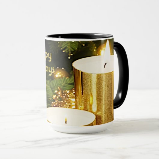 Bougies d'or Mug de Noël (Devant droit)