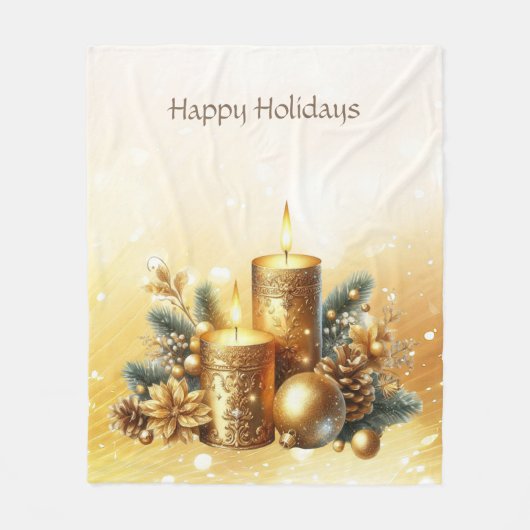 Bougies d'or Noël Couverture en polaire (Devant)