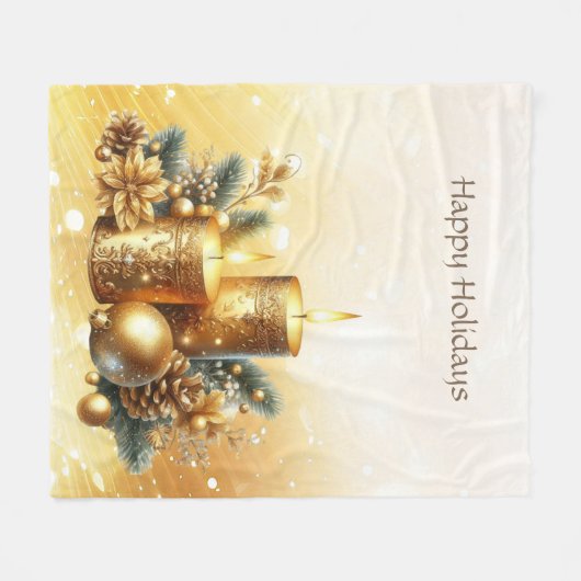 Bougies d'or Noël Couverture en polaire (Devant (Horizontal))