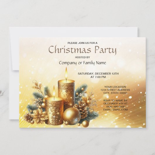 Bougies d'or Noël Invitation (Devant)