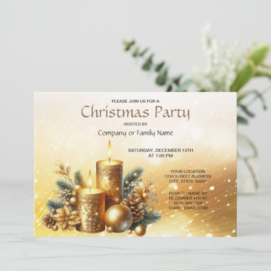 Bougies d'or Noël Invitation (Debout devant)
